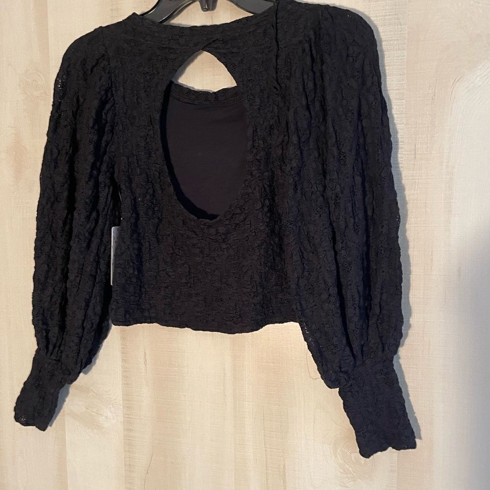 NWT Free People Tea time long puff sleeve top, size XS boho whimsigoth lace‎ - Picture 11 of 15